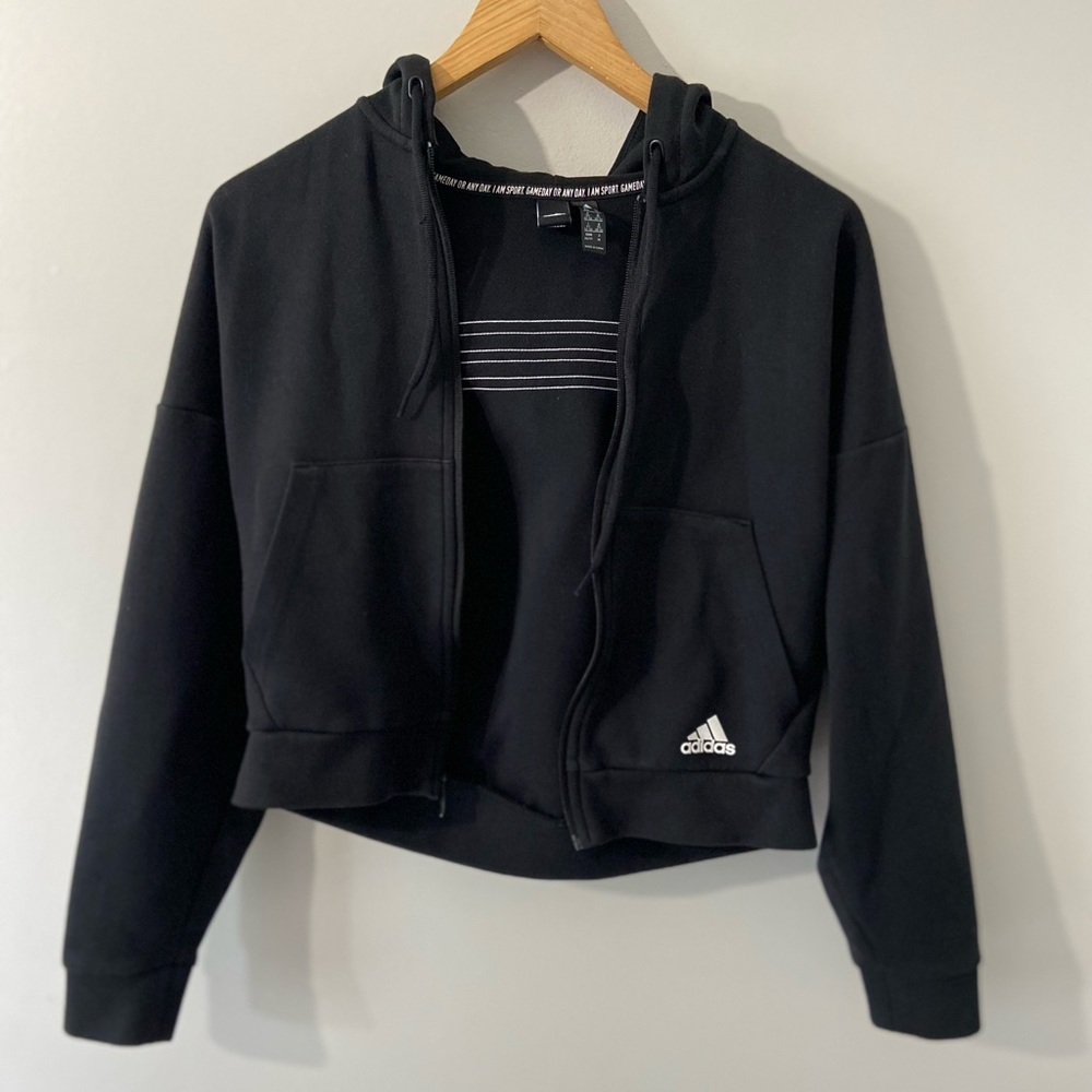Women’s Adidas 3 Stripe Hoodie (Size: XS) (Color: Black/White)